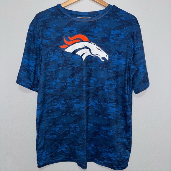 Denver Broncos NFL Team Apparel Blue Camo Football T-Shirt Men Size Medium Logo - Picture 1 of 8